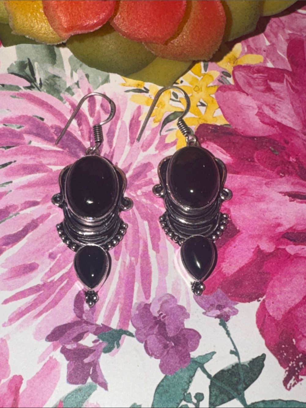 Silver Onyx Earrings